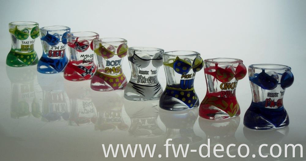 Selling popular colored bikini woman shape beer shot glass